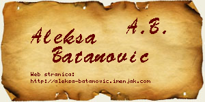 Aleksa Batanović vizit kartica